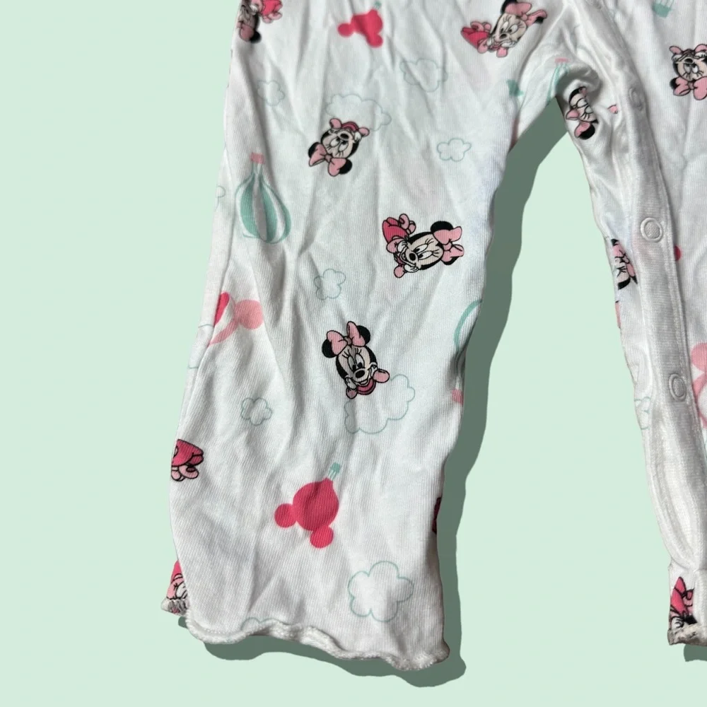 Baby H&M Disney White Baby Minnie Mouse Hot Air Balloon Button Front Pajamas